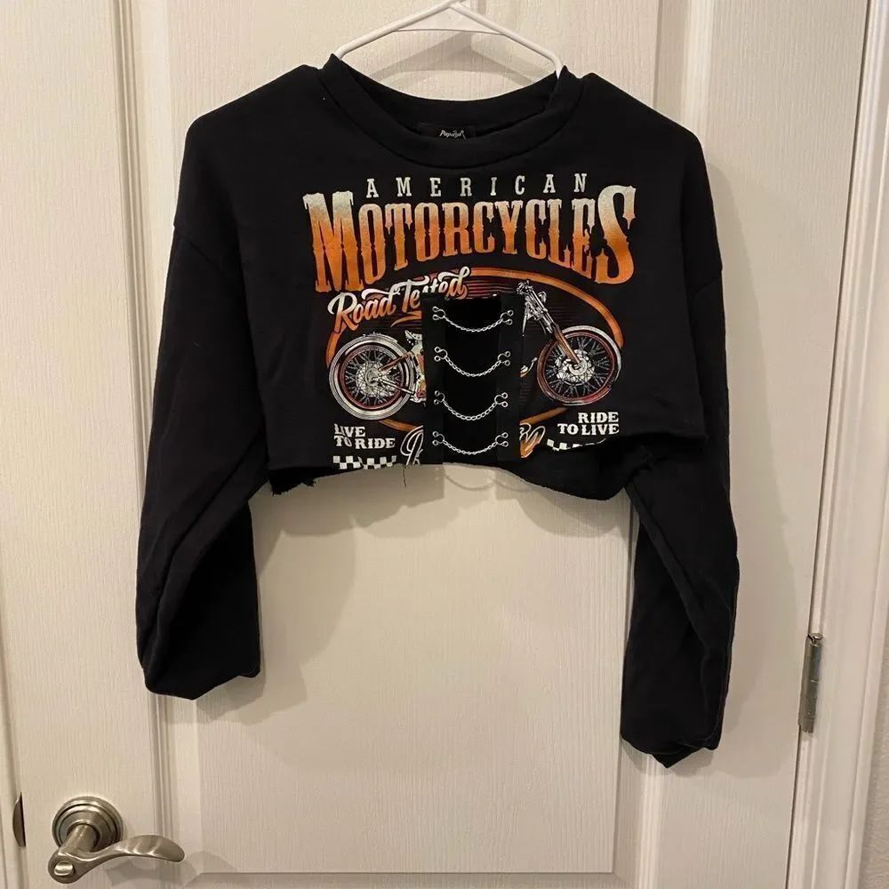 NWT motorcycle cropped sweater